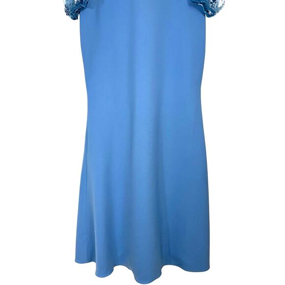 NWT Theia Kiera Beaded Puff Sleeve Gown in Storm Blue Size 4 - Picture 7 of 16